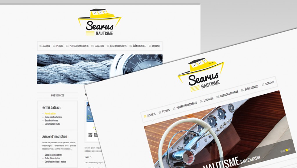 Exemple de page du site internet de Searus nautisme